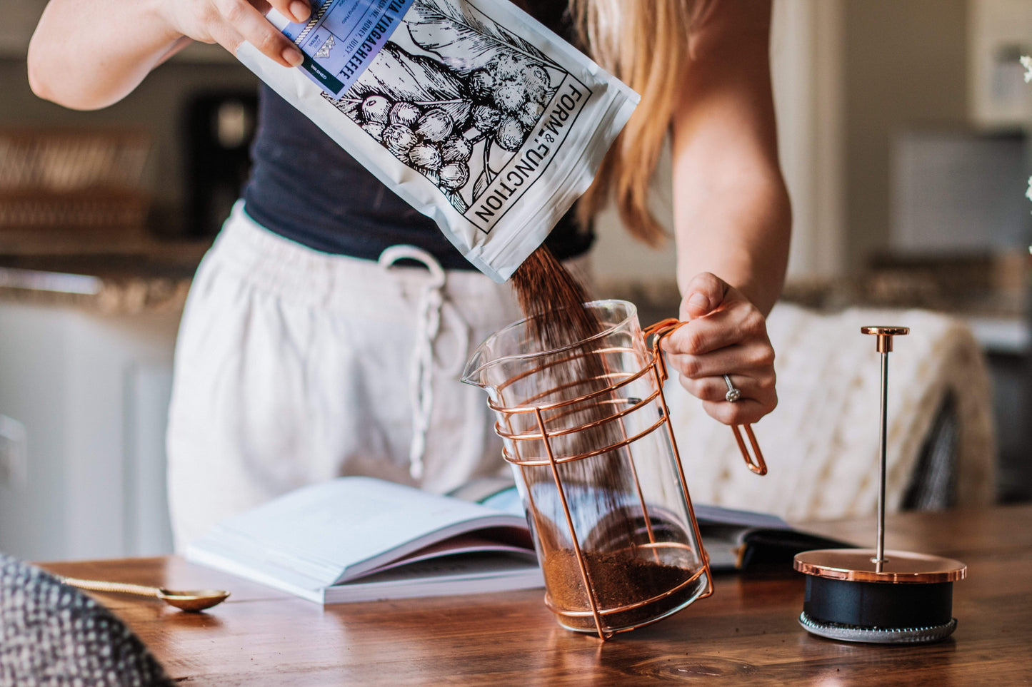 Rose Gold French Press | "Home"  by Honey & Roses Coffee Co.