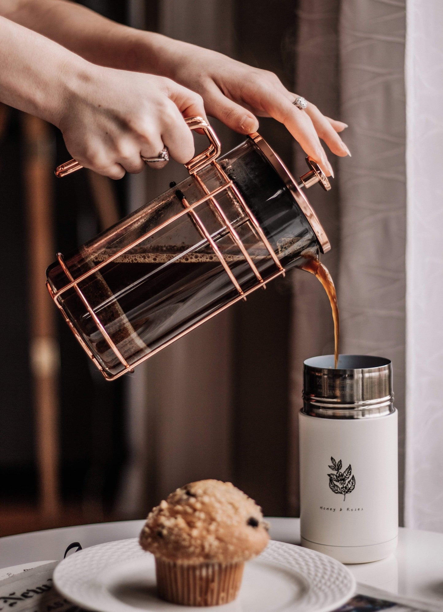 Rose Gold French Press | "Home"  by Honey & Roses Coffee Co.